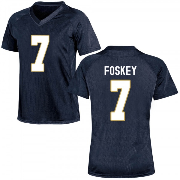 Isaiah Foskey Notre Dame Fighting Irish NCAA Women's #7 Navy Blue Game College Stitched Football Jersey IAA4855NI